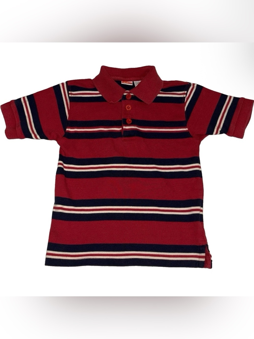 Vintage Y2K McKids Striped Polo Shirt Boys 4 Brick Red McDonald's 100% Cotton